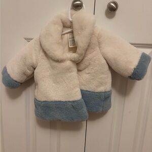 First Impressions Cream and Blue Kids Coat